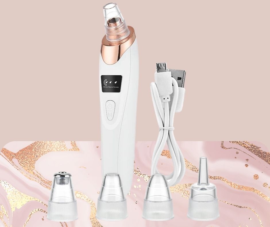 The Pristine Mornings™ Vacuum Blackhead Remover with attachments